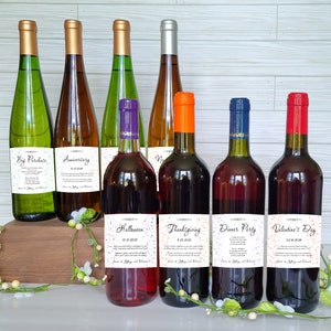 Wine Bottle Labels PERSONALIZED, First Year Marriage Milestones, 8 Physical Labels, Great as Wedding & Bridal Shower Gifts for Newlyweds