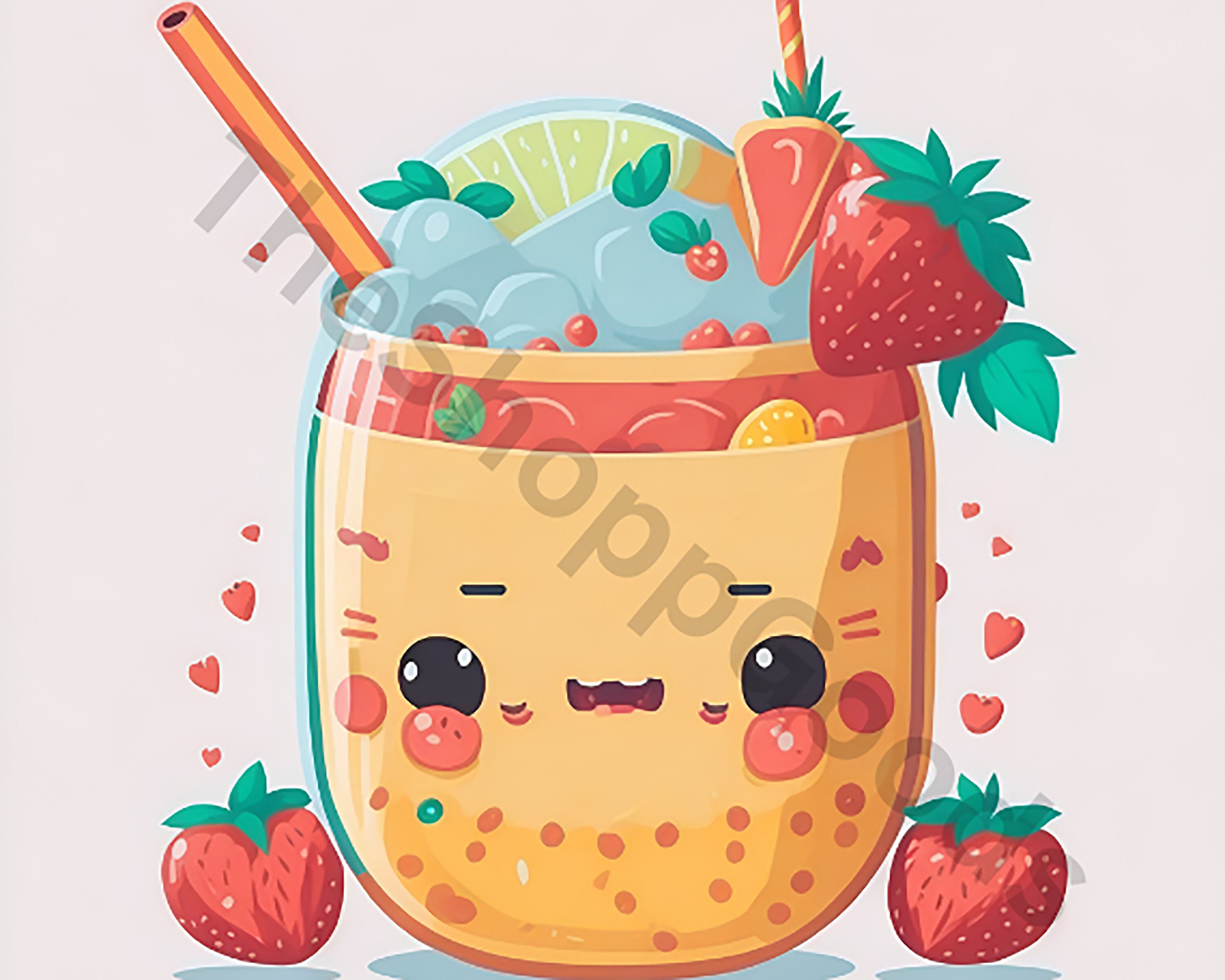 50 Pcs Kawaii Drink Stickers Pack Aesthetic Juice Asian Anime Cute