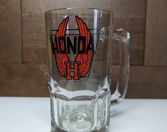 Großer schwerer Vintage Honton Bierkrug aus Glas