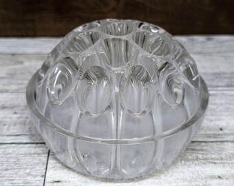 Vintage Glass Flower Frog Made in England 19 hole