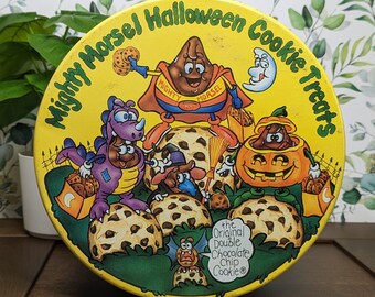 Vintage Mighty Morsel Halloween Cookie tin trick or treat 1990