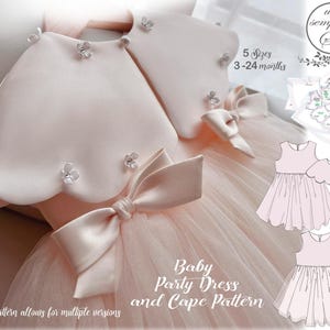 Partykleid Schnittmuster , Taufkleid Schnittmuster ,Baby Kleid PDF Muster, Erster Geburtstag Schnittmuster , Geburtstagskleid Schnittmuster