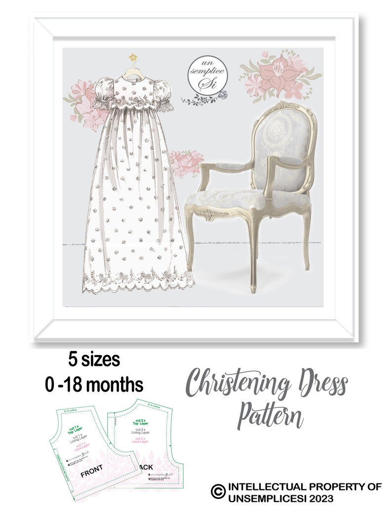 Christening Dress Pattern , Baptism Dress Pattern, PDF Sewing Pattern