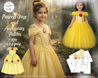 princess belle dress pattern Disney Princess Costume Belle Beauty and the Beast Simplicity Pattern UPIC