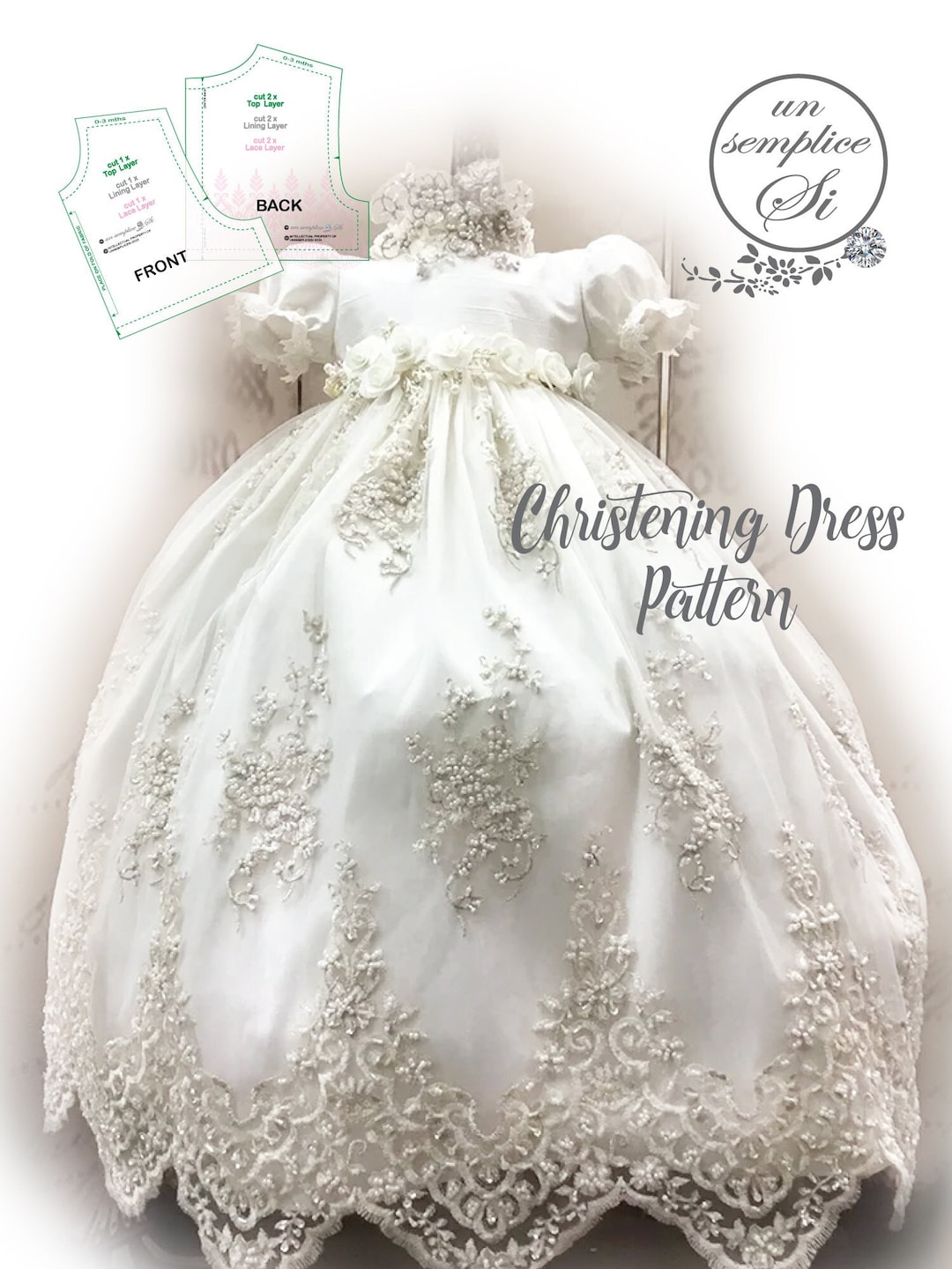 Christening Dress Pattern , Baptism Dress Pattern, PDF Sewing Pattern