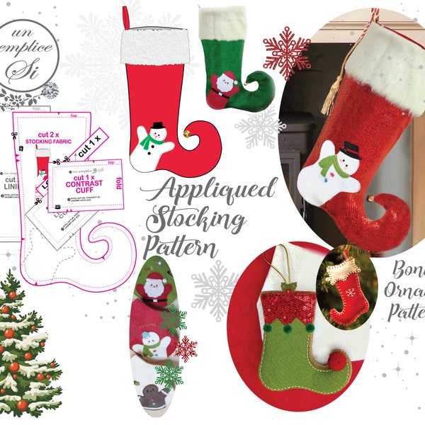 Elf Holiday Stocking , Christmas Elf Stocking Pattern, Felt Elf Ornament PATTERN, Elf Stocking Sewing Pattern