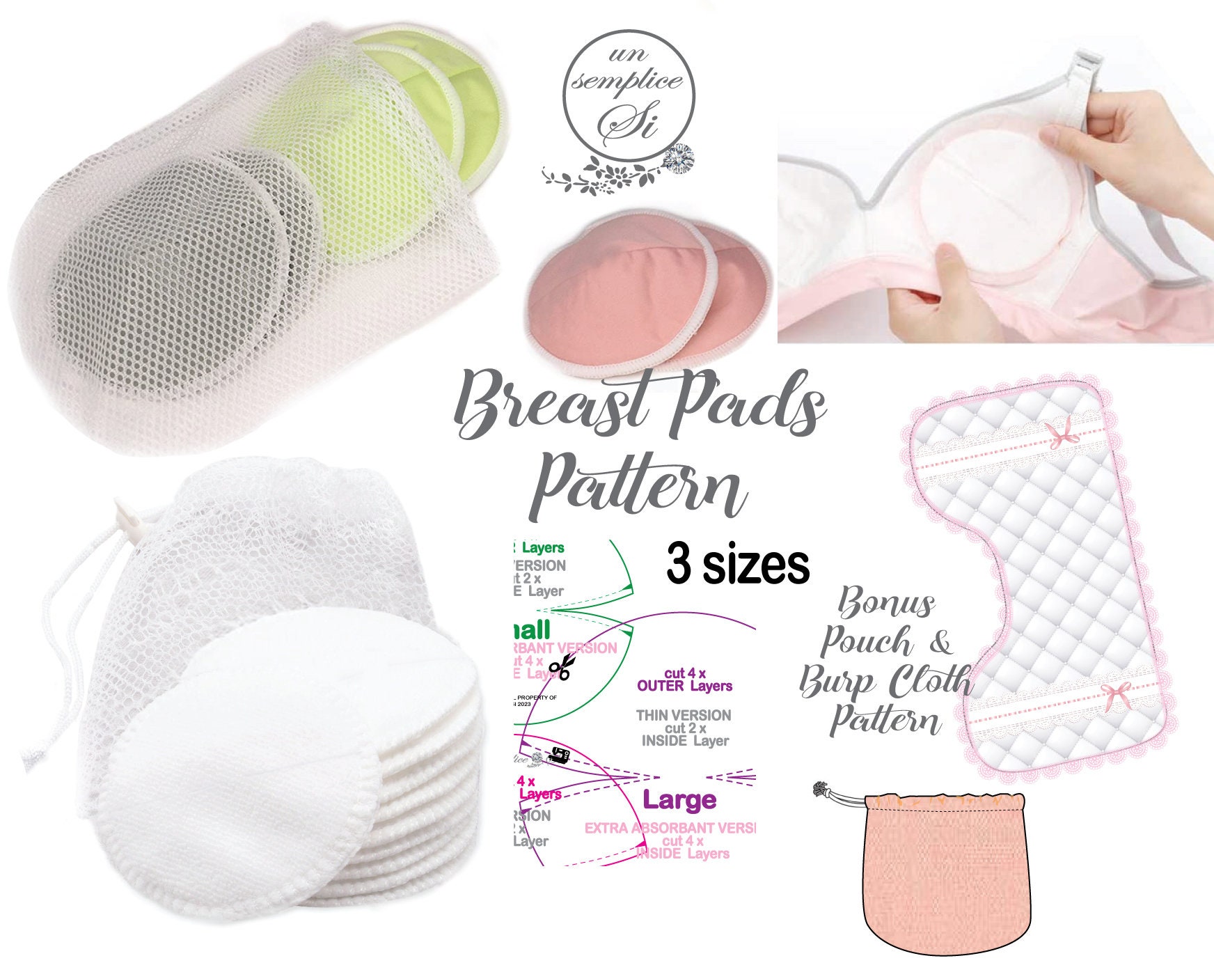Nursing Pad Pattern, Contoured Nursing Pad, Breast Pad , Reusable