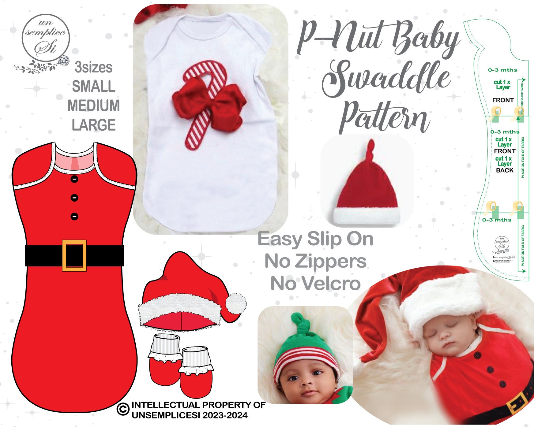 PNUT Swaddle Set Pattern , Swaddle Cover Pattern , Cocoon Swaddle