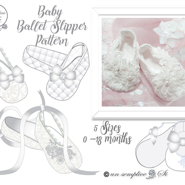 Baby Booties Pattern, Baby Ballet Slipper , Christening Shoes, Baptism Shoes Pattern, PDF Sewing Pattern,  Baby Shoes Pattern
