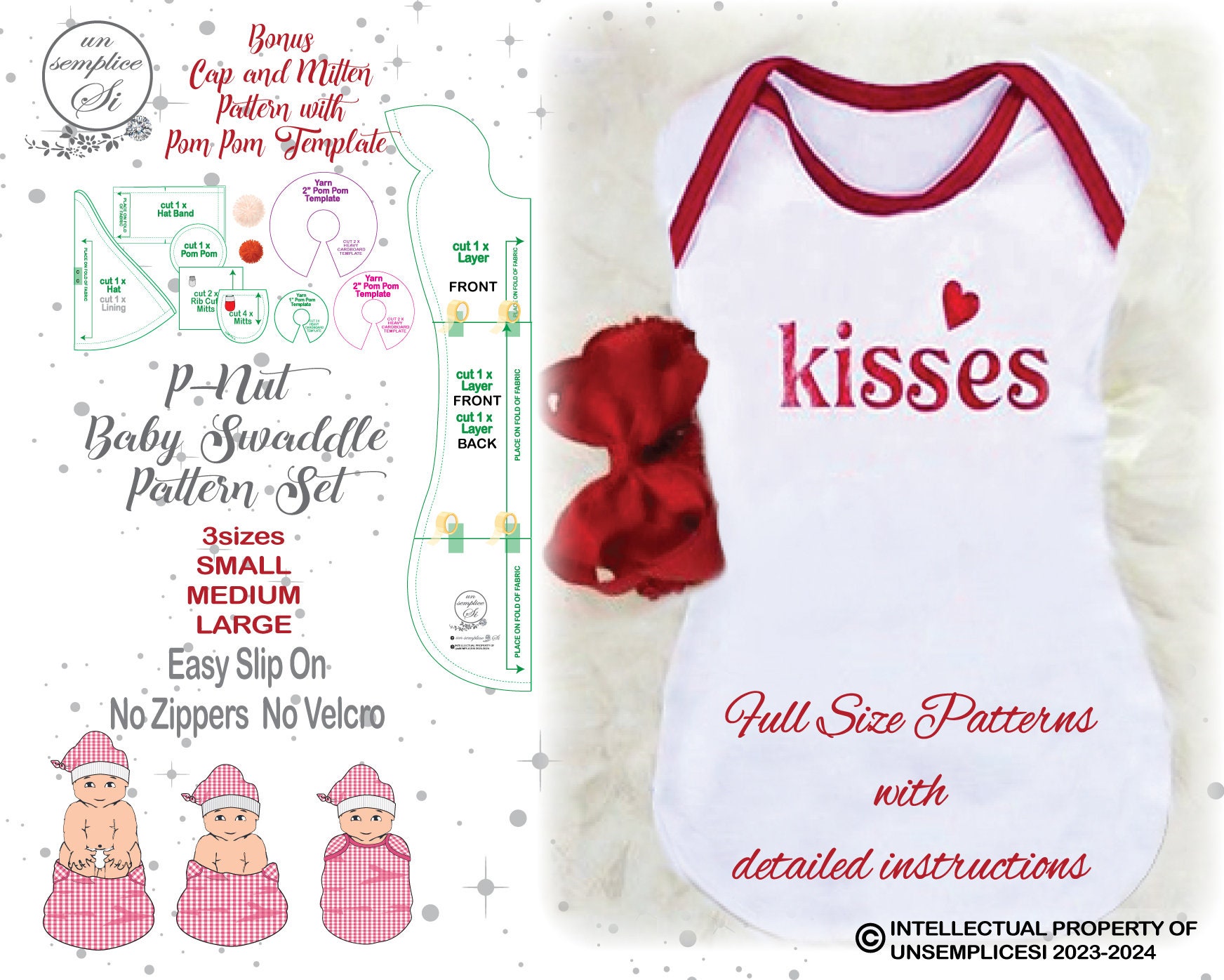 PNUT Swaddle Set Pattern , Swaddle Cover Pattern , Cocoon Swaddle