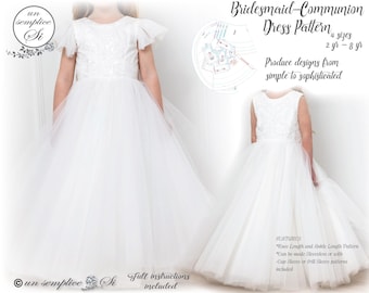 Bridesmaid Communion Dress Pattern: Party Gown Sewing (PDF Pattern)