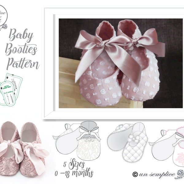 Baby Booties Pattern, Christening Shoes, High Cut Bootie Pattern, PDF  Pattern, Booties PATTERN, Baby Shoes 5 Sizes PDF Sewing Pattern