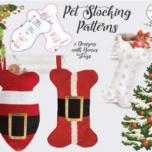 Pet Holiday Stocking , Christmas Pet Stocking Pattern, Dog Bone Stocking PATTERN, Fish StockingPattern ,Cat Stocking PDF Sewing Pattern