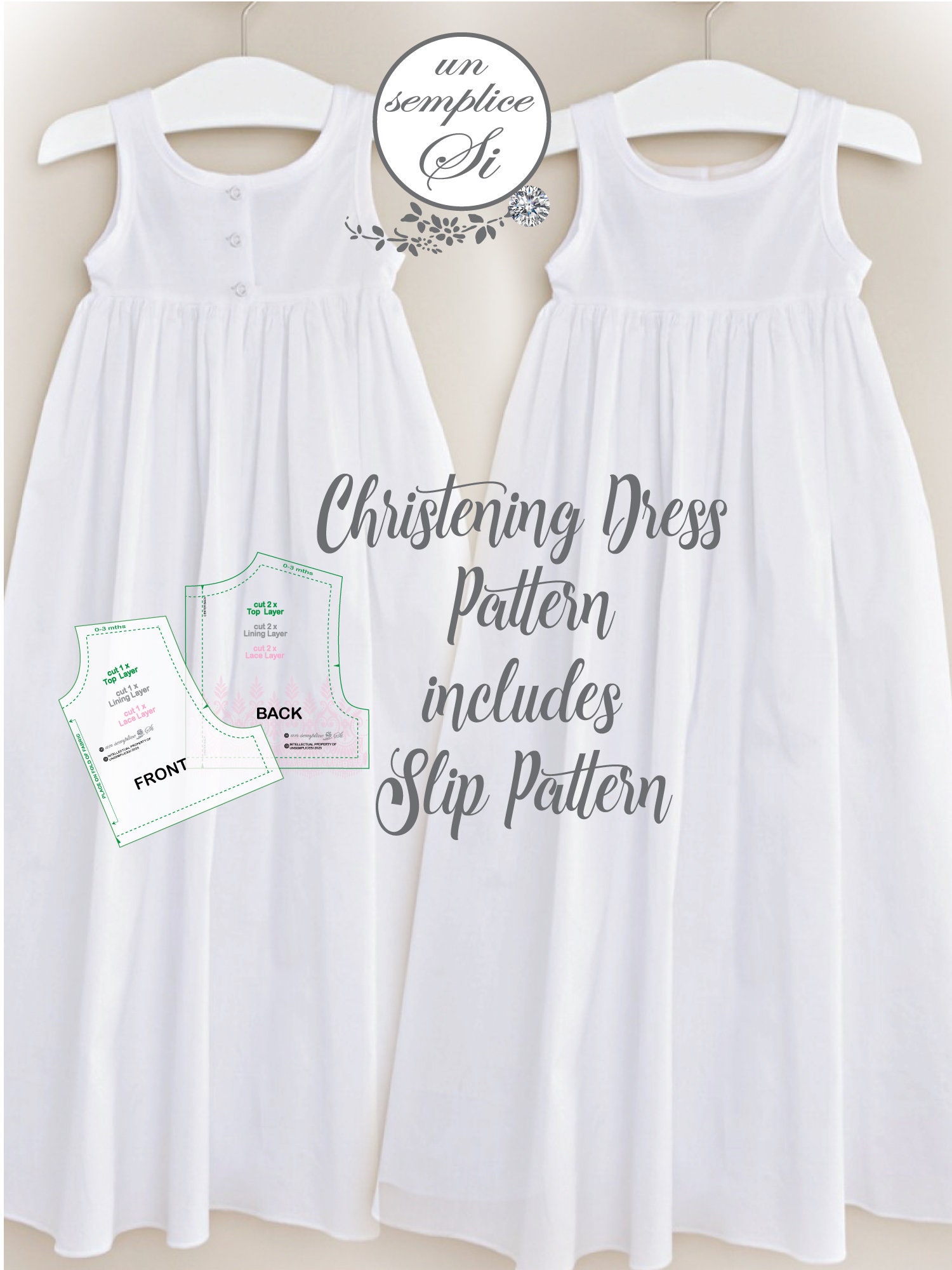 Christening Dress Pattern , Baptism Dress Pattern, PDF Sewing Pattern