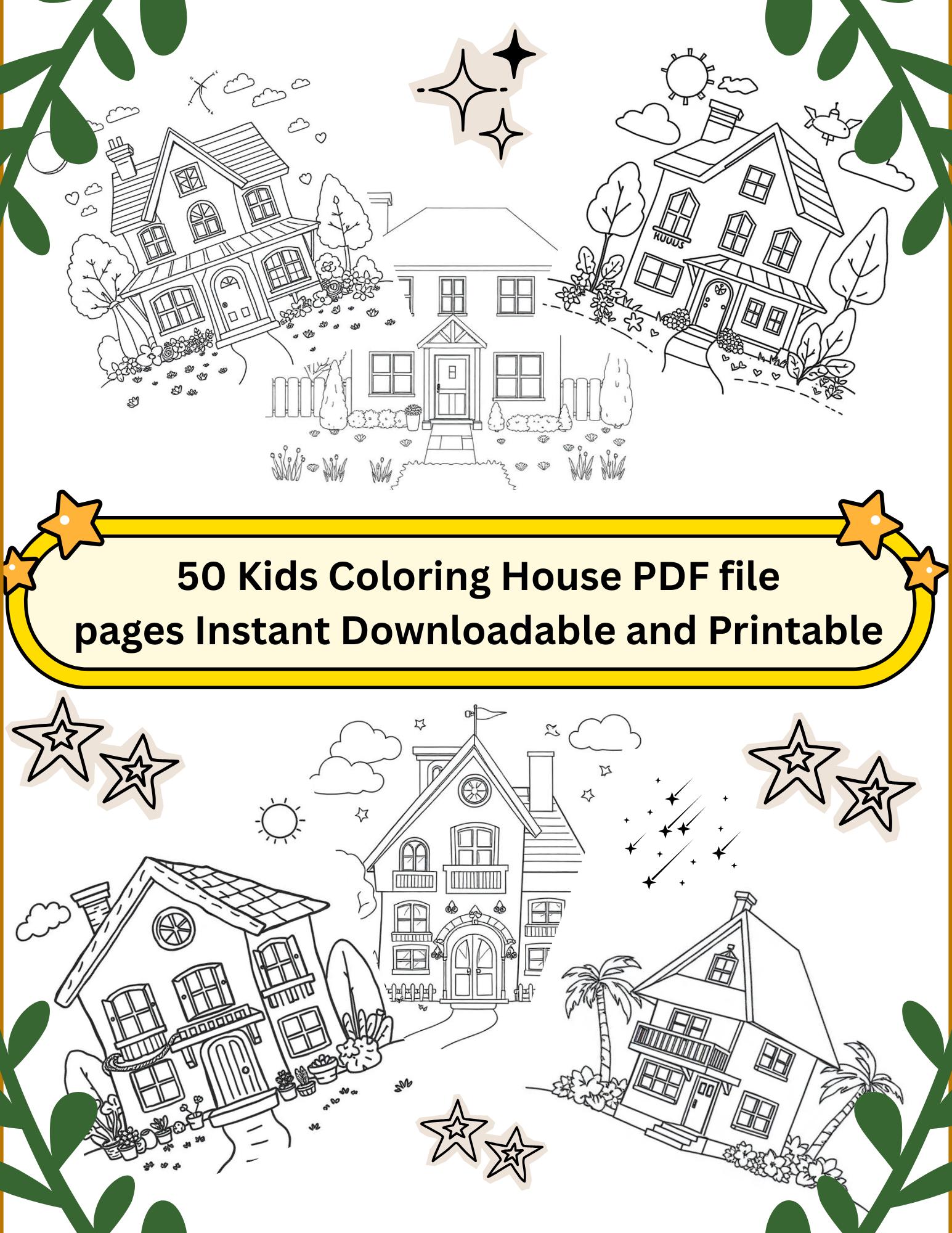 Digital 50 Kids House Coloring Pages PDF | Printable Home Coloring Book ...