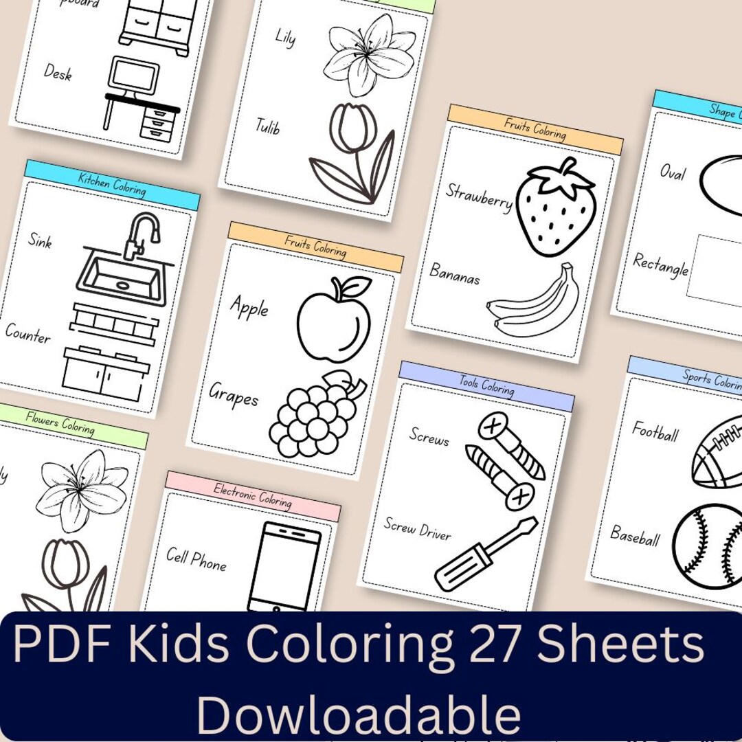 Coloring Pages Packet.pdf Kids Coloring Pages | 27 Fun Themes Printable Activity (PDF Pattern) - Etsy