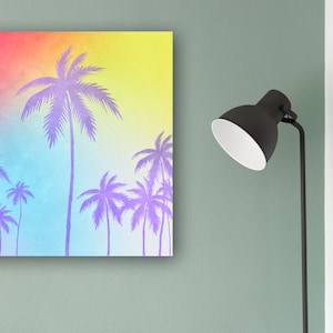 Palm Delight Matte Canvas, Stretched, 1.25&quot;, Canvas Print, Digital Print, Palm Tree Canvas, Palm Tree, Colorful Art, Palm Print, Canvas, Art