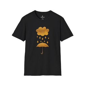 Golden Showers Unisex Softstyle T-Shirt, Gold On Black, Gold Graphic, Graphic Tee, Men&#39;s Tee, Women&#39;s Tee, Unique Design, Gold Texture, Art