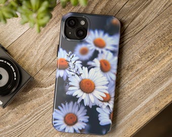 White Daisy Floral Tough Phone Case, Impact-Resistant