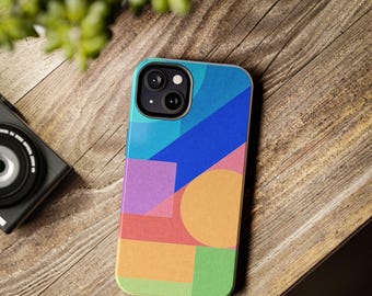 Funda para teléfono con bloques geométricos de colores pastel, fundas resistentes para iPhone