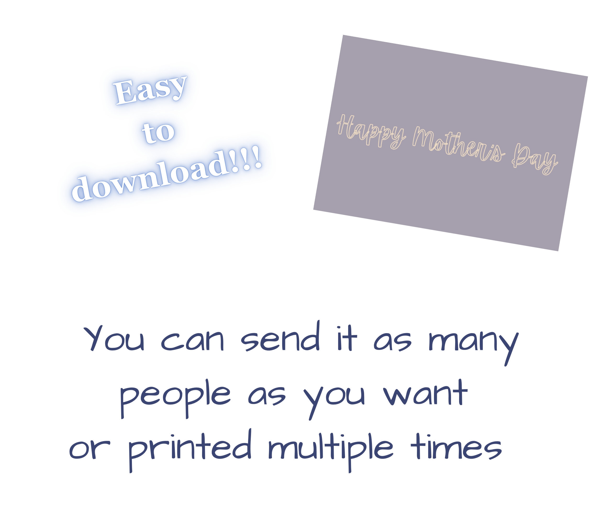 HAPPY Mothers Day Card, Printable, Easy Download, PDF & PNG Etsy