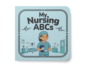 Sjuksköterska ABC-kartongbok, alfabetsgåva för vårdfamiljer, sjuksköterska babyshower-present, sjuksköterska mammapresent