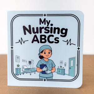 Książeczka z alfabetem dla pielęgniarki, prezent dla dziecka z alfabetem dla rodzin z opieką zdrowotną, prezent na baby shower dla pielęgniarki, prezent dla mamy pielęgniarki