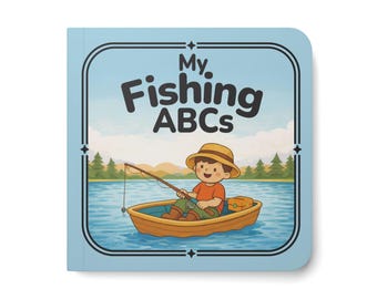 Fishing ABC Board Book, Fisherman Alphabet Baby Book, Fishing Baby Shower Gift, Dad Fishing Book