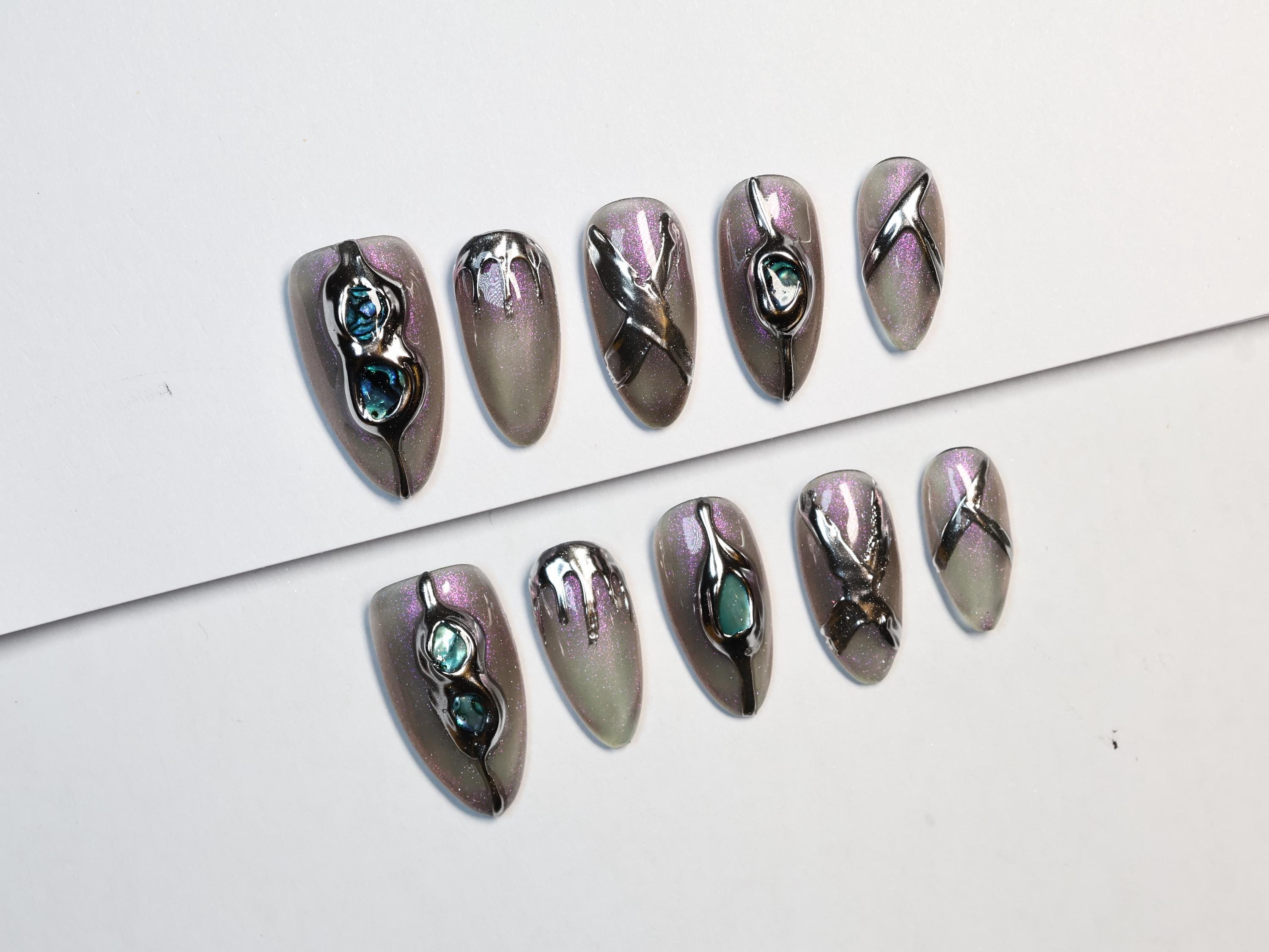 NAILRING/Silver ネイルリング未使用 Madonna レディガガ Lady gaga press on nails - Etsy 日本
