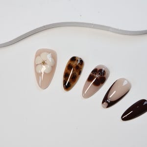 Autumn Floral Press-On Nails /3D nails/luxury press on nails/Fall nails/gift for her/y2k nails/abstract nails#250 image 4