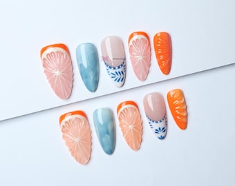 3D Summer Press On Nails: Gyaru Y2K Nail Art Set of 10
