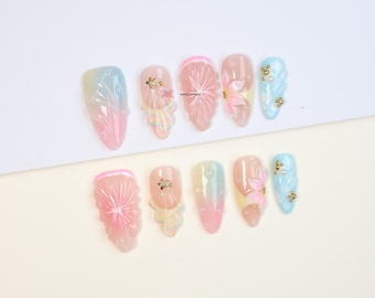 Ongles à presser 3D Ocean Gel : nail art estival, style an 2000