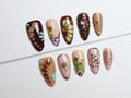 Boho-Inspired Press-On Nails/Gothic nails /Hand painted Fake Nails/luxury press on nails/y2k nails/abstract nails/Birthday Nails#272