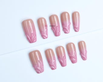 Ongles à presser ombrés tourbillonnants, accent gel 3D