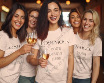 Bridal Party Tshirt Mock up | Bachelorette Party Shirt Mockups | Bella Canvas Heather Peach Mockups | Group T-shirts Mockup | Bride Mockup