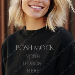 Gildan 18000 Black Mockup | Black Gildan Sweatshirt Mockup | Sweatshirt Model Mockup | Simple Mockup | Gildan Oversized Crewneck Mockups