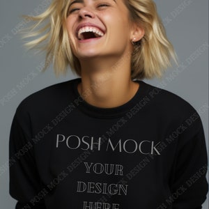 Gildan 18000 Black Mockup | Black Gildan Sweatshirt Mockup | Sweatshirt Model Mockup | Simple Mockup | Gildan Oversized Crewneck Mockups