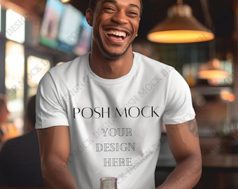 White Bella Canvas 3001 Mockup, White Unisex T-shirt Mock Up, T-Shirt Mockup, Male T-shirt Mock up, Tshirt Mockup, Male Model, Mens Shirt