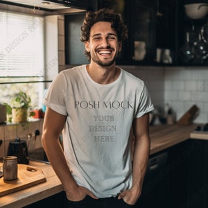White Bella Canvas 3001 Mockup, White Unisex T-shirt Mock Up, T-Shirt Mockup, Male T-shirt Mock up, Tshirt Mockup, Male Model, Mens Shirt
