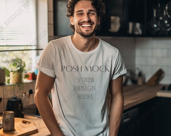 White Bella Canvas 3001 Mockup, White Unisex T-shirt Mock Up, T-Shirt Mockup, Male T-shirt Mock up, Tshirt Mockup, Male Model, Mens Shirt