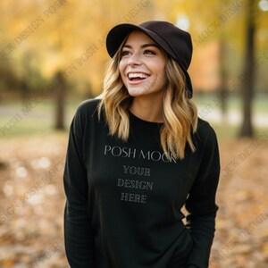 Gildan 18000 Mockup Black | Gildan Black Sweatshirt Mockup | Sweatshirt Model Mockup | Simple Mockup | Black Gildan Oversized Crewneck Mock