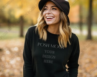 Gildan 18000 Mockup Black | Gildan Black Sweatshirt Mockup | Sweatshirt Model Mockup | Simple Mockup | Black Gildan Oversized Crewneck Mock