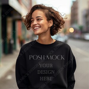 Gildan 18000 Mockup City | Gildan Black Sweatshirt Mockup | Sweatshirt Model Mockup | Simple Mockup | Black Gildan Oversized Crewneck Mockup