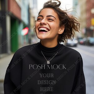 Gildan 18000 Mockup City | Gildan Black Sweatshirt Mockup | Sweatshirt Model Mockup | Simple Mockup | Black Gildan Oversized Crewneck Mockup