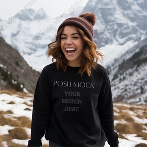 Gildan 18000 Mockup Black | Gildan Black Sweatshirt Mockup | Sweatshirt Model Mockup | Simple Mockup | Black Gildan Oversized Crewneck Mock