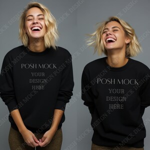 Gildan 18000 Mockup Dual Angle | Gildan Black Sweatshirt Mockup | Sweatshirt Model Mockup | Simple Mockup | Black Gildan Oversized Crewneck