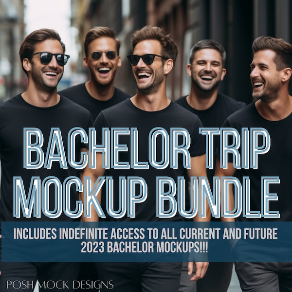 Bachelor Party Shirt Mockup Bundle Tshirt Designer Mockups Bella Canvas 3001 Model Mockup for Bachelor Party Trip Shirt Matching Friends Tee