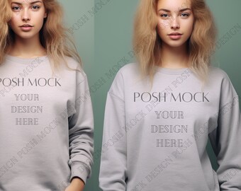 Gildan 18000 Mockup City | Gildan Sport Grey Sweatshirt Mockup | Sweatshirt Model Mockup | Simple Mockup | Grey Gildan Oversized Crewneck