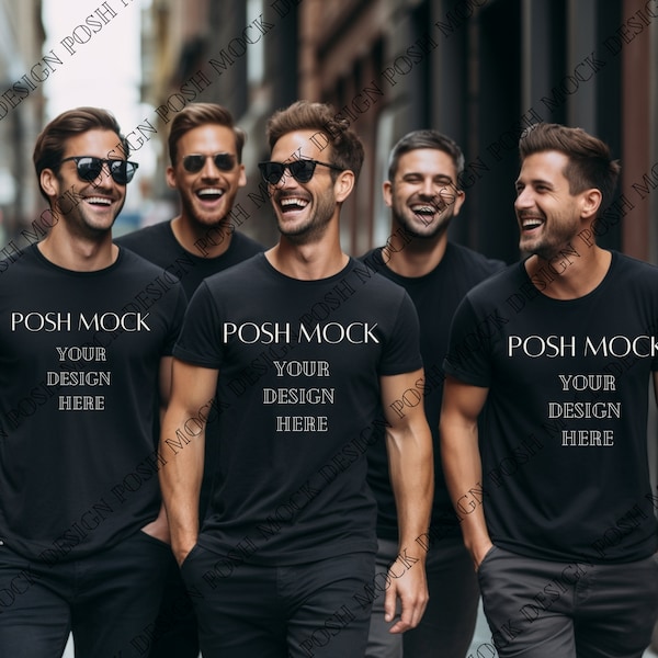 Bachelor Party Tshirt Mock up | Bachelor Party Shirt Mockups | Bella Canvas 3001 Black Mockups | Group T-shirts Mockup | Men Black Mockup