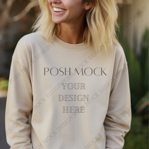 Gildan 18000 Sweatshirt Mockup - Sand Mockup - Heavy Blend Sweatshirt - Model Mockup - Fall Mockup - Winter Mockup - Sand Sweatshirt Mocks